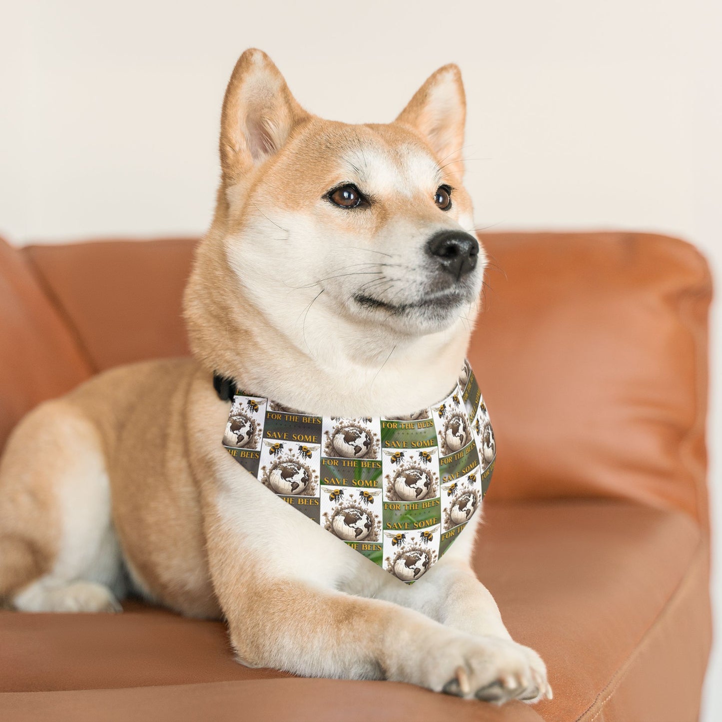 Sophisticated planet loving dog, cat, or ferret pet bandana collar - includes adjustable buckle up black collar