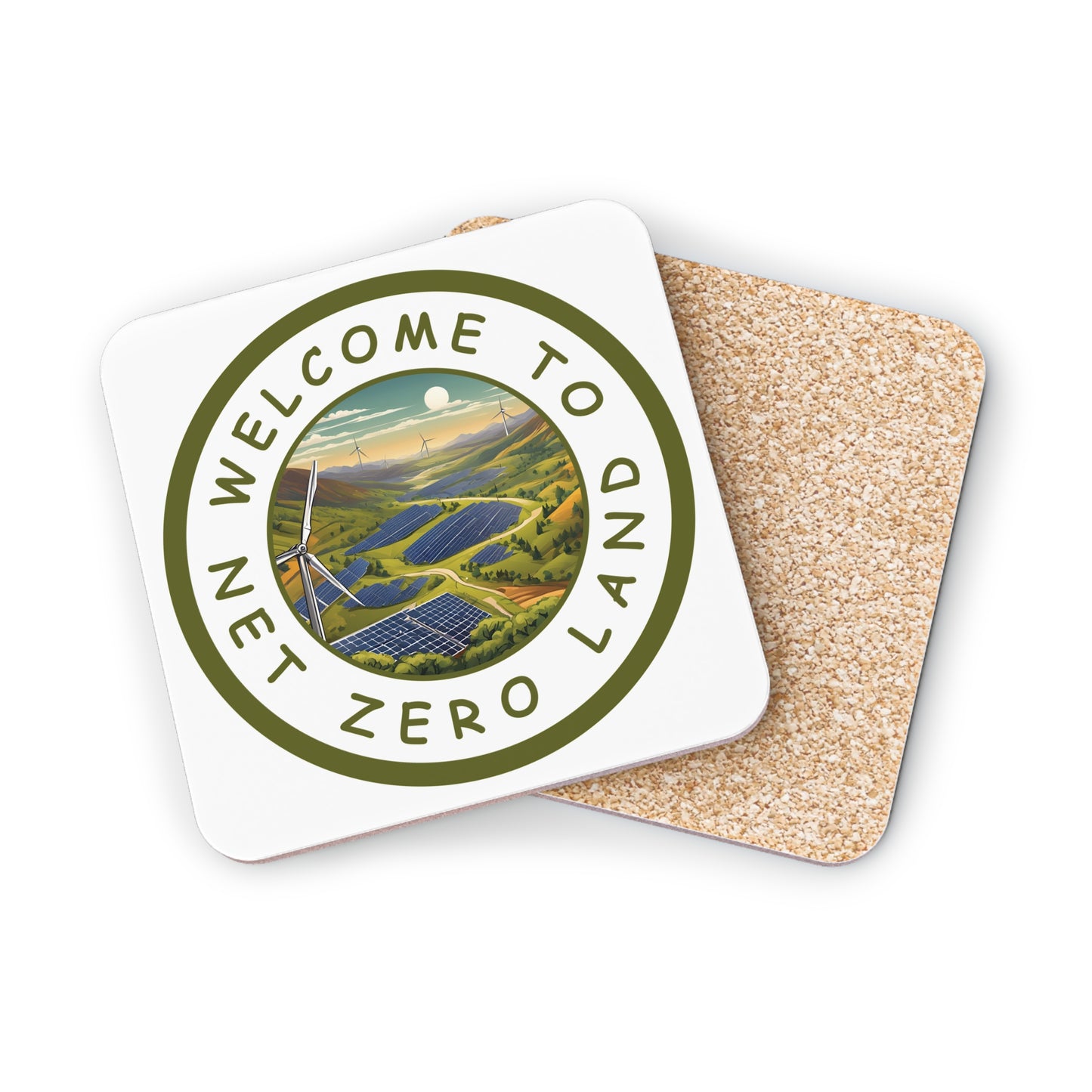 Net Zero Land Coaster - 9.5cm diameter (3.7") available as 1 piece or set of 4. Limited edition (V7)
