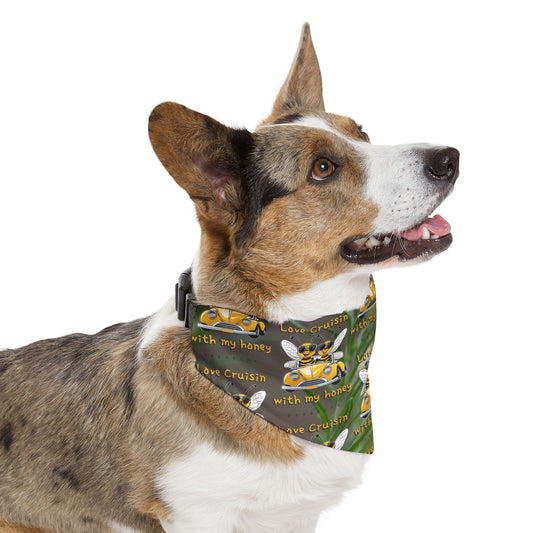Special couple's super cool furry friend pet bandana collar - includes adjustable buckle up black collar