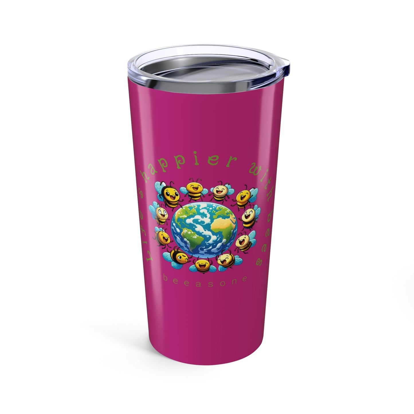 Life's happier with bees Tumbler 20oz from beeasone