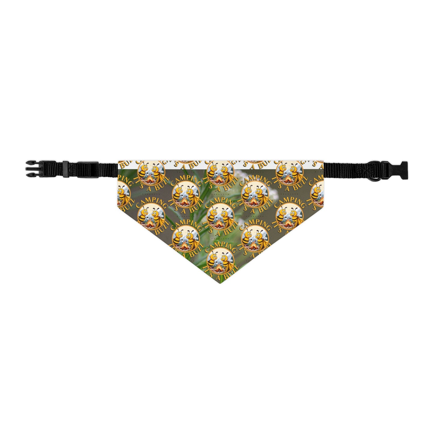 Camping Pet Bandana collar- includes adjustable buckle up black collar