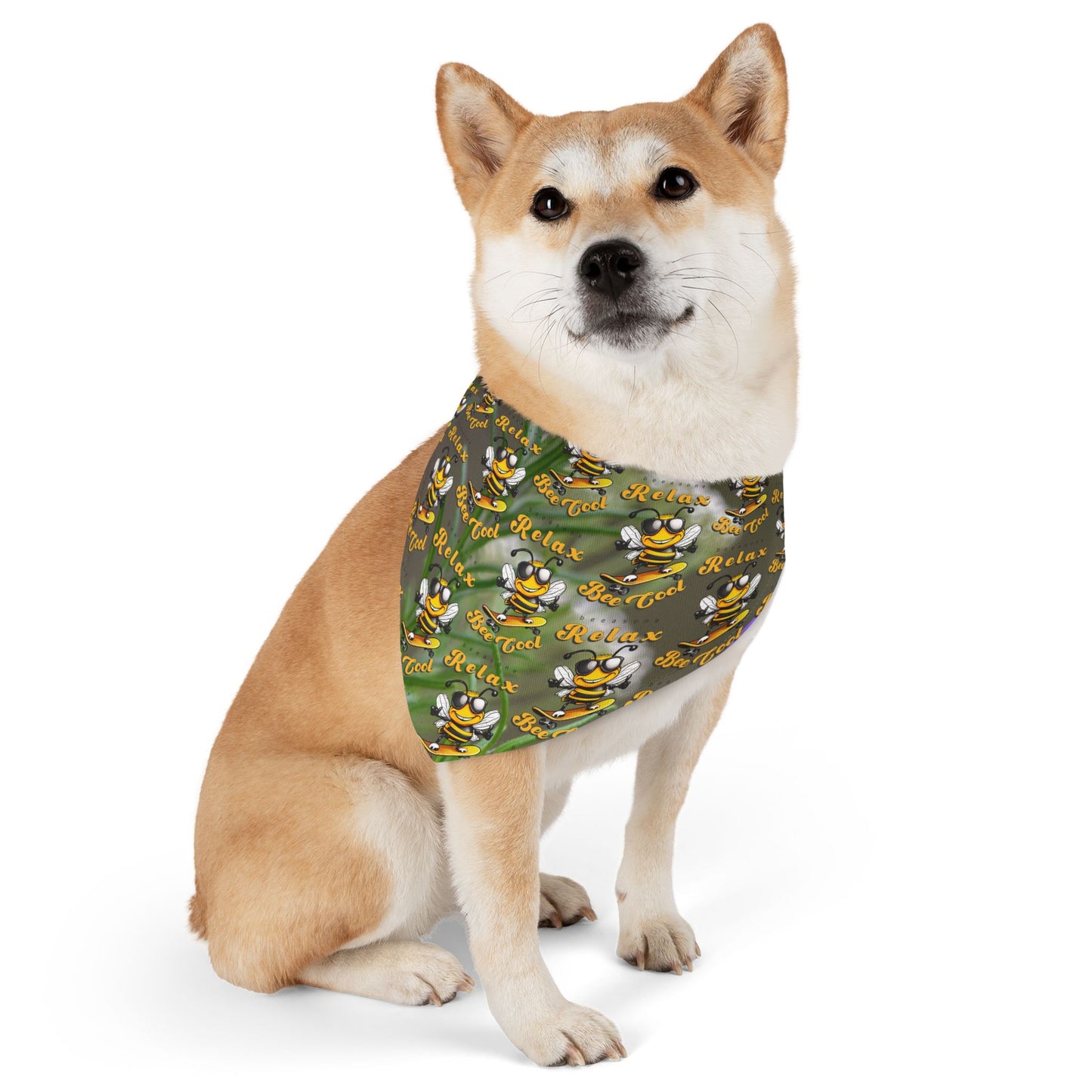 Relaxing pet bandana collar supporting their best friend, the bees - includes adjustable buckle up black collar
