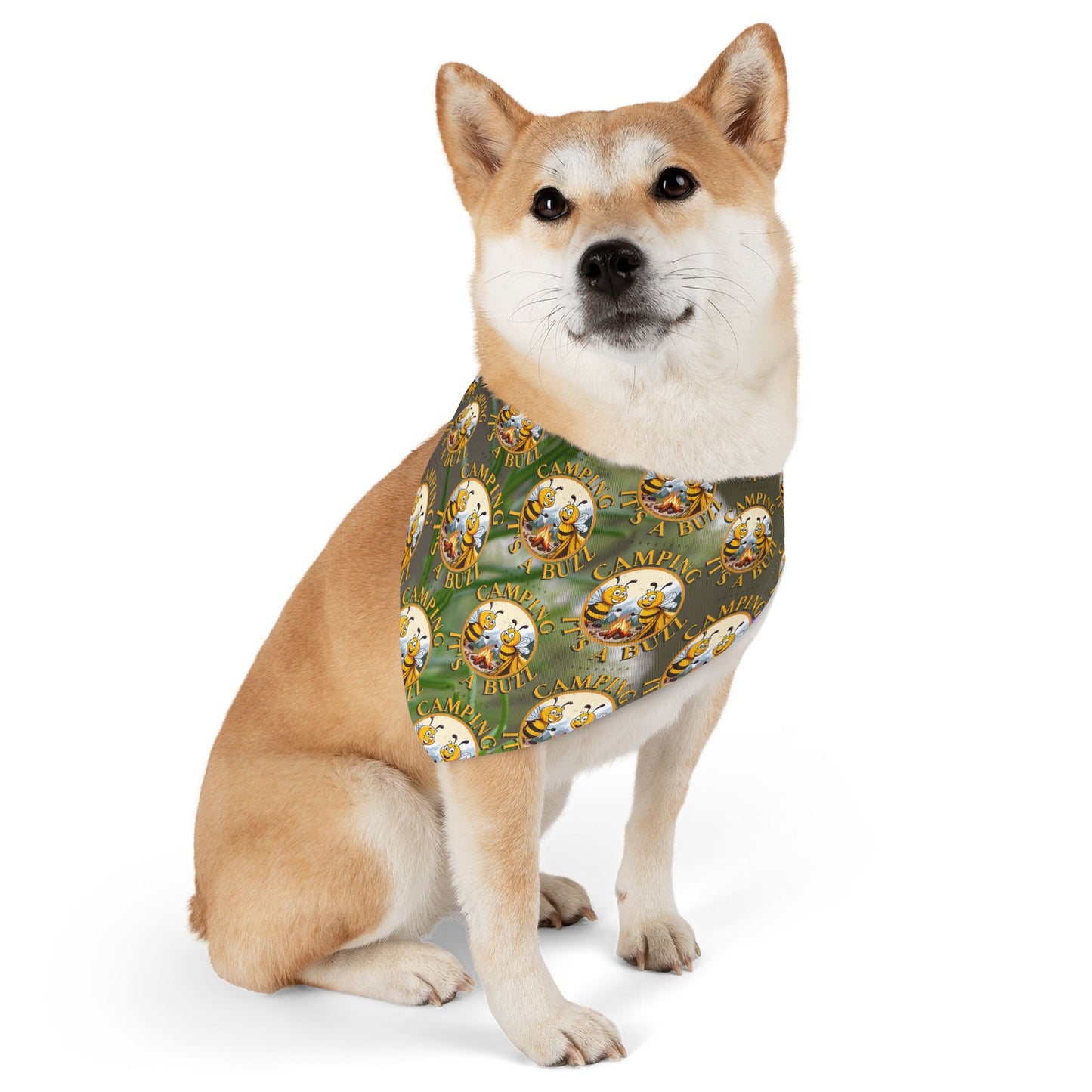 Camping Pet Bandana collar- includes adjustable buckle up black collar