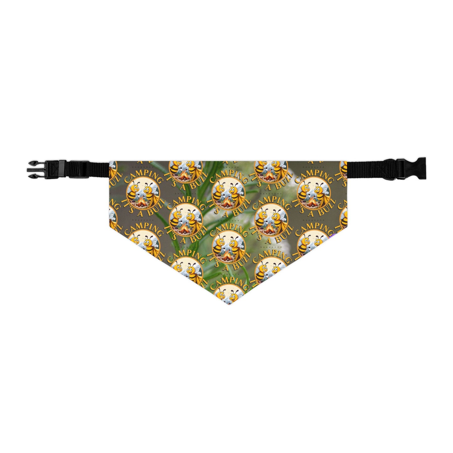 Camping Pet Bandana collar- includes adjustable buckle up black collar