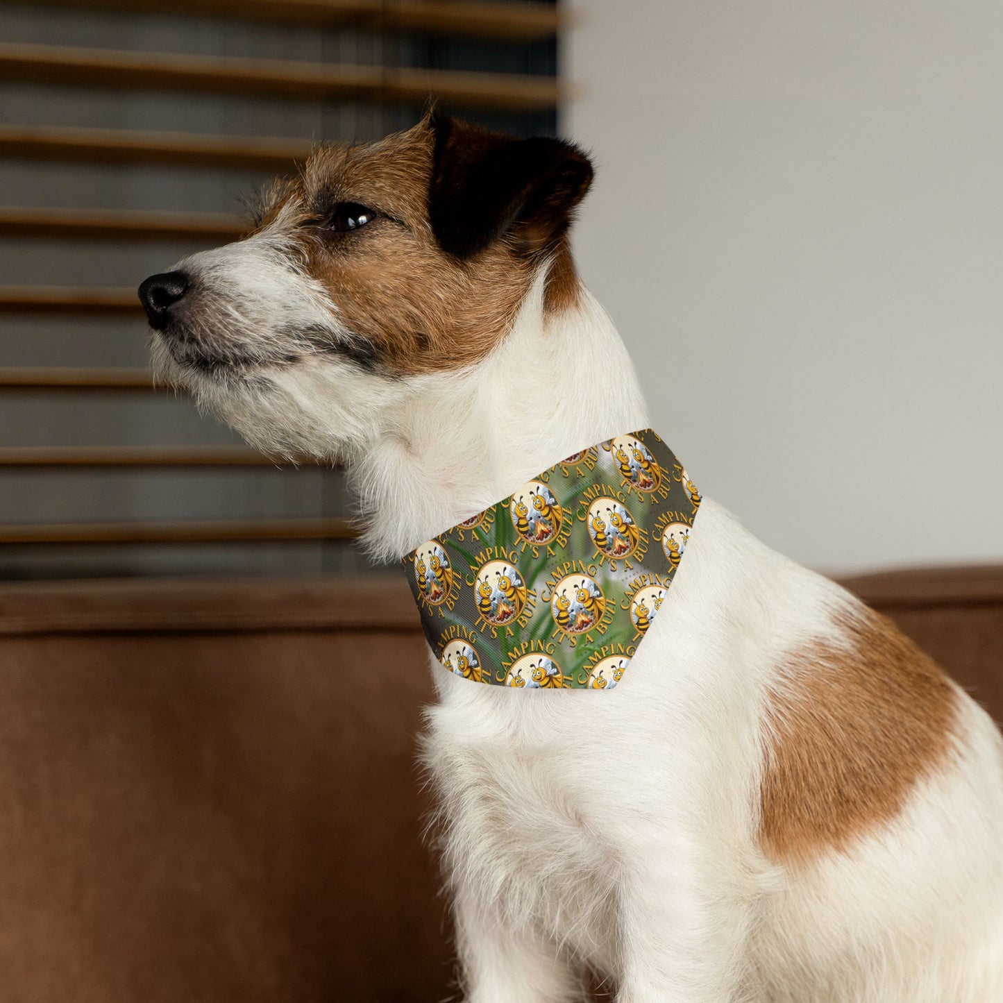Camping Pet Bandana collar- includes adjustable buckle up black collar