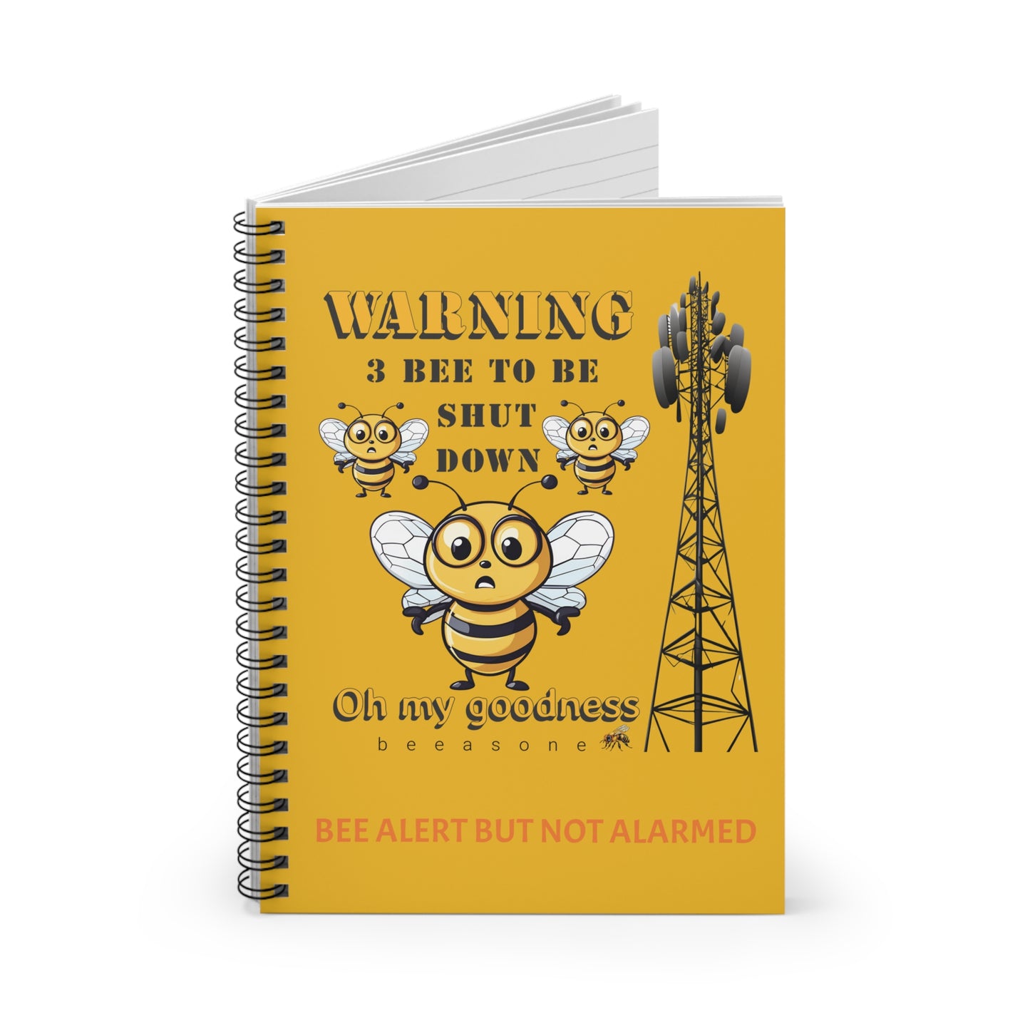 WARNING 3B Shutdown beeasone Spiral Notebook - Ruled Line. 118 page (59 sheets) 6" x 8" (15.2 x 20.3 cm) Yellow