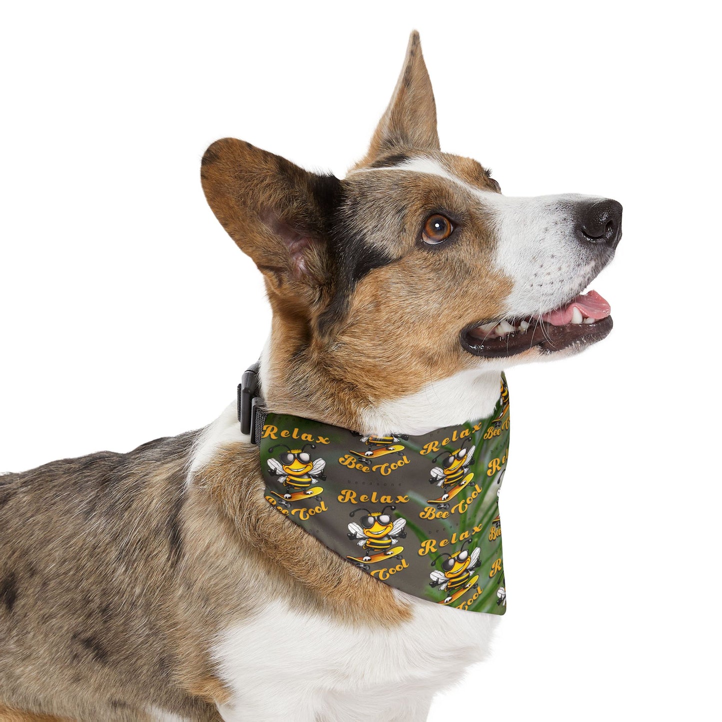 Relaxing pet bandana collar supporting their best friend, the bees - includes adjustable buckle up black collar