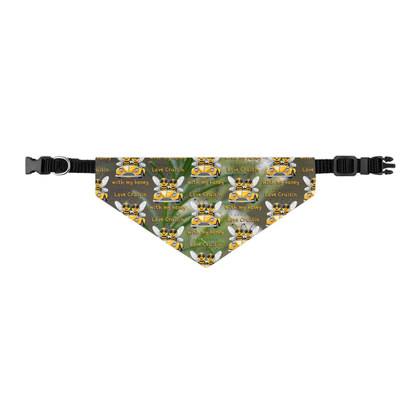 Special couple's super cool furry friend pet bandana collar - includes adjustable buckle up black collar