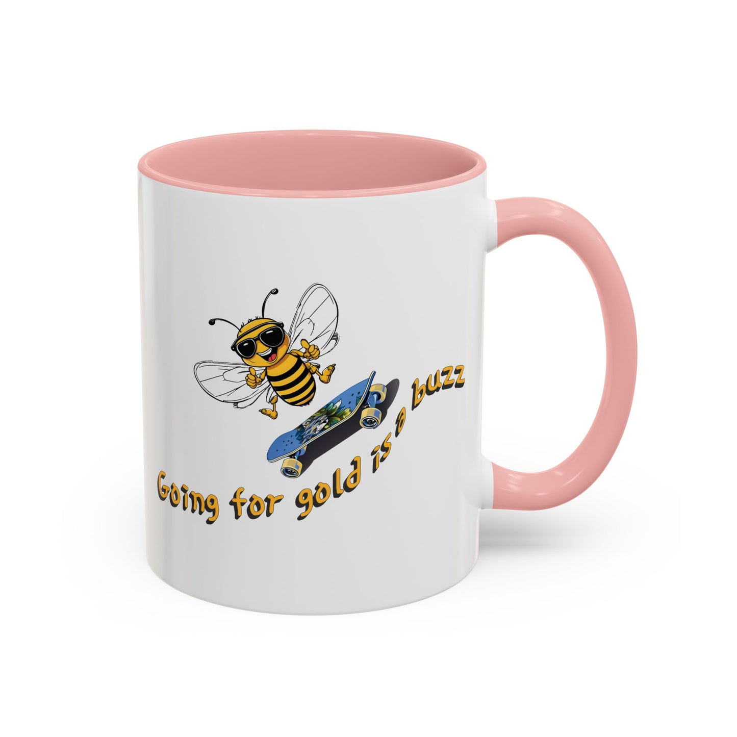 Going for gold is a buzz beeasone Hot Chocolate or Coffee Mug (select from 11oz or 15oz lead and BPA Free mugs) Blue Skateboard