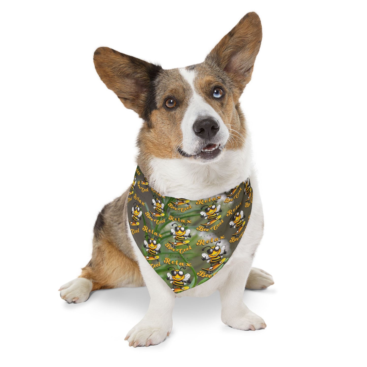Relaxing pet bandana collar supporting their best friend, the bees - includes adjustable buckle up black collar