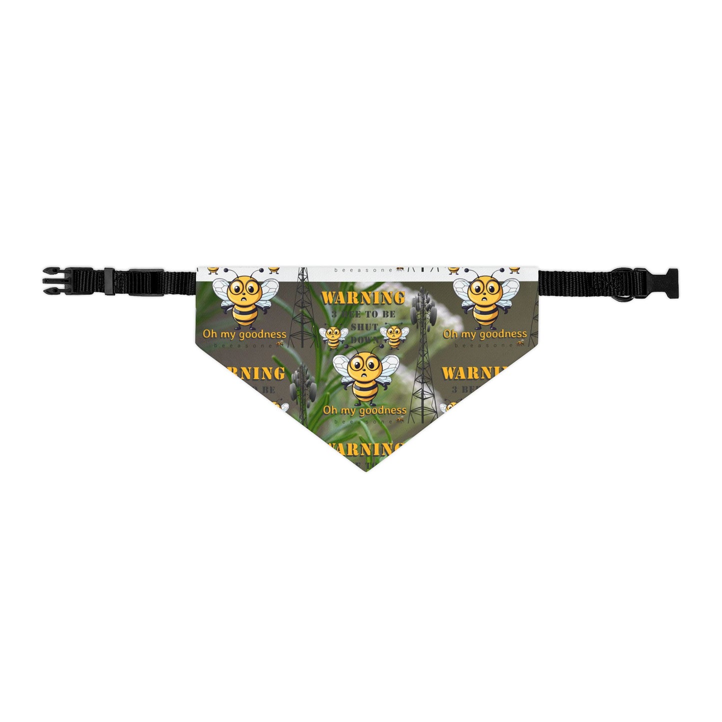 WARNING - 3 Bee to be shut down beeasone bandana collar- includes adjustable buckle up black collar