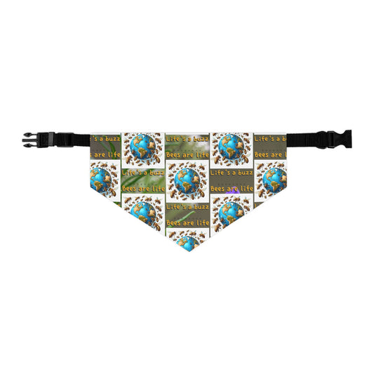 Bees are life pet bandana collar - never let go with the included adjustable buckle up black collar