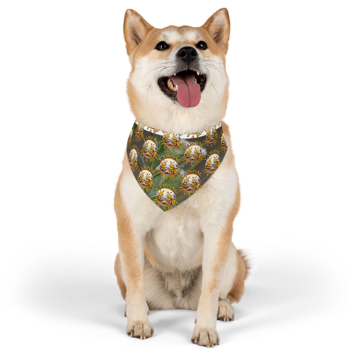 Camping Pet Bandana collar- includes adjustable buckle up black collar