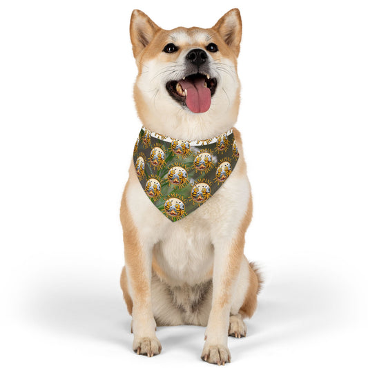 Camping Pet Bandana collar- includes adjustable buckle up black collar