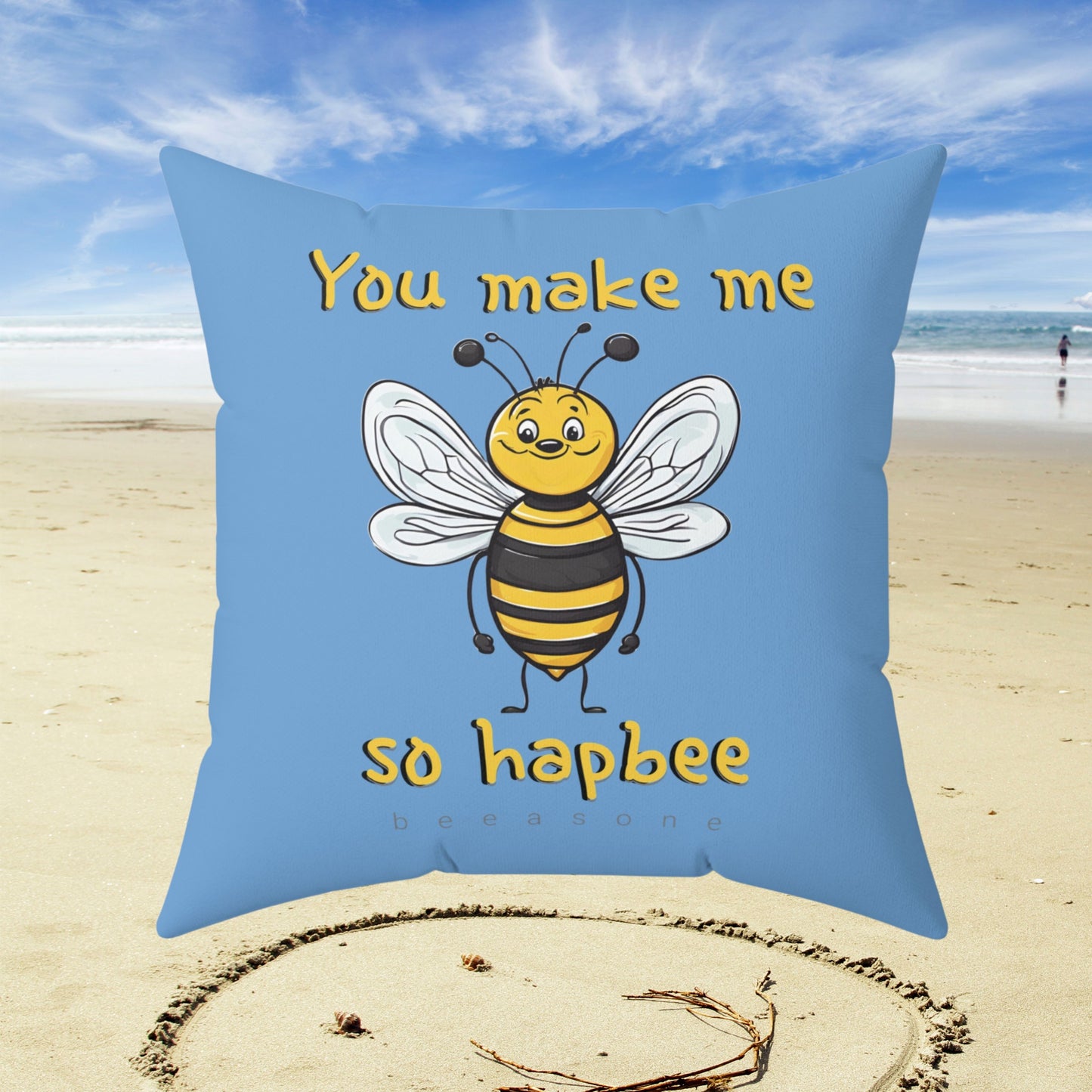 You make me so hapbee square cushion / pillow from beeasone