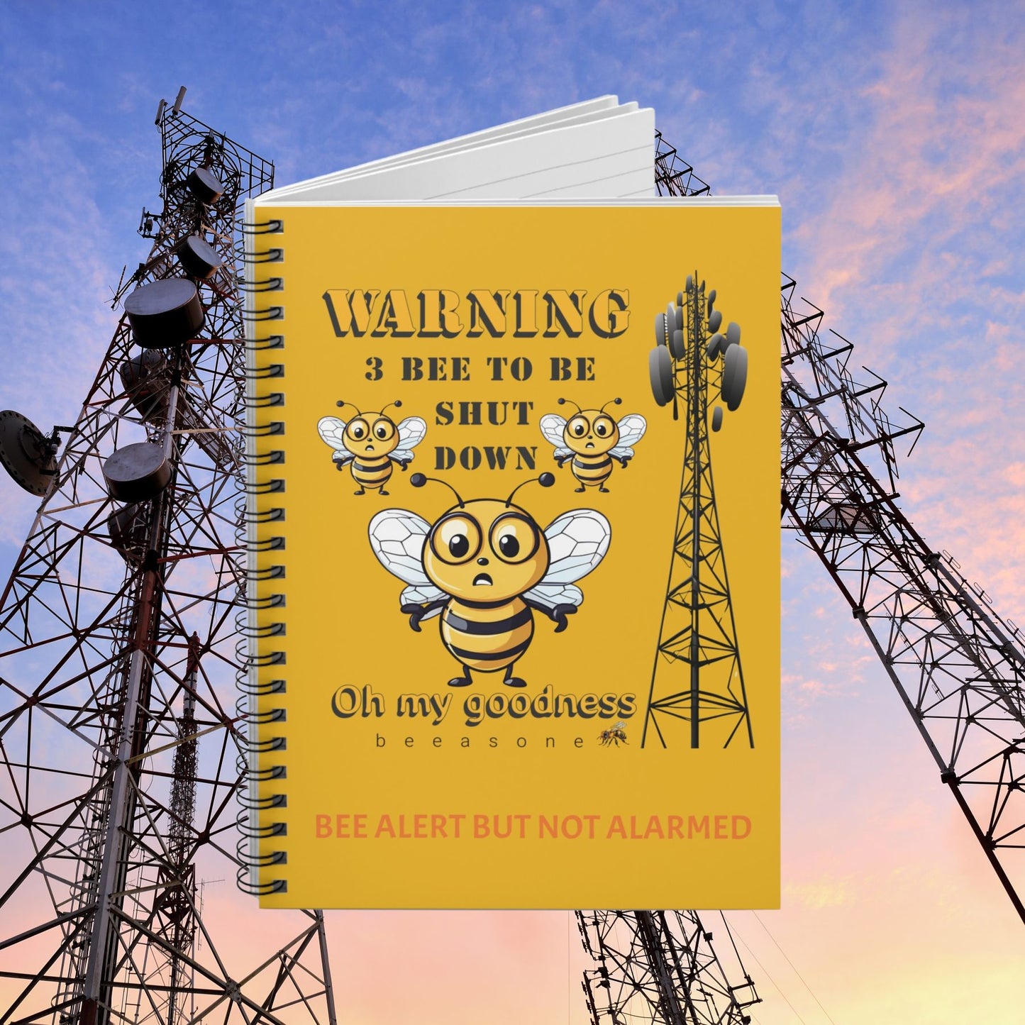 WARNING 3B Shutdown beeasone Spiral Notebook - Ruled Line. 118 page (59 sheets) 6" x 8" (15.2 x 20.3 cm) Yellow