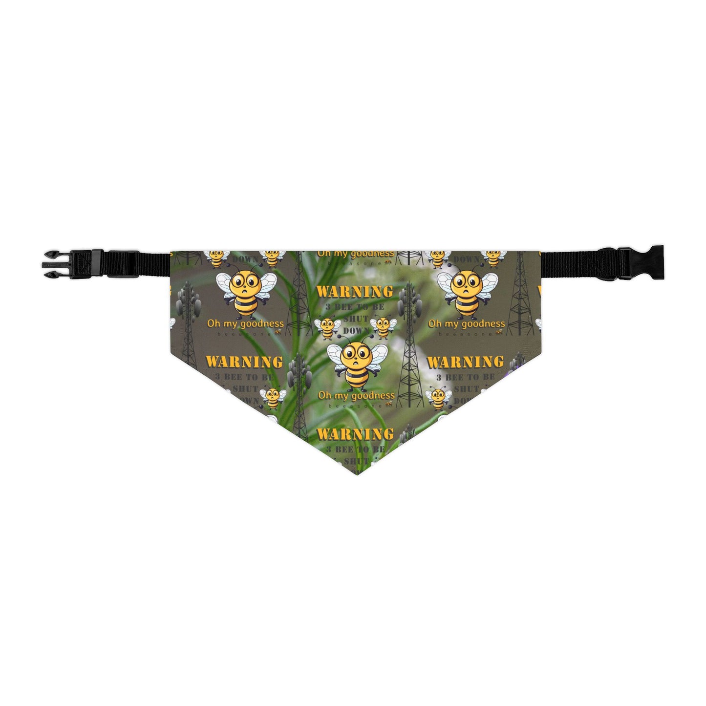 WARNING - 3 Bee to be shut down beeasone bandana collar- includes adjustable buckle up black collar