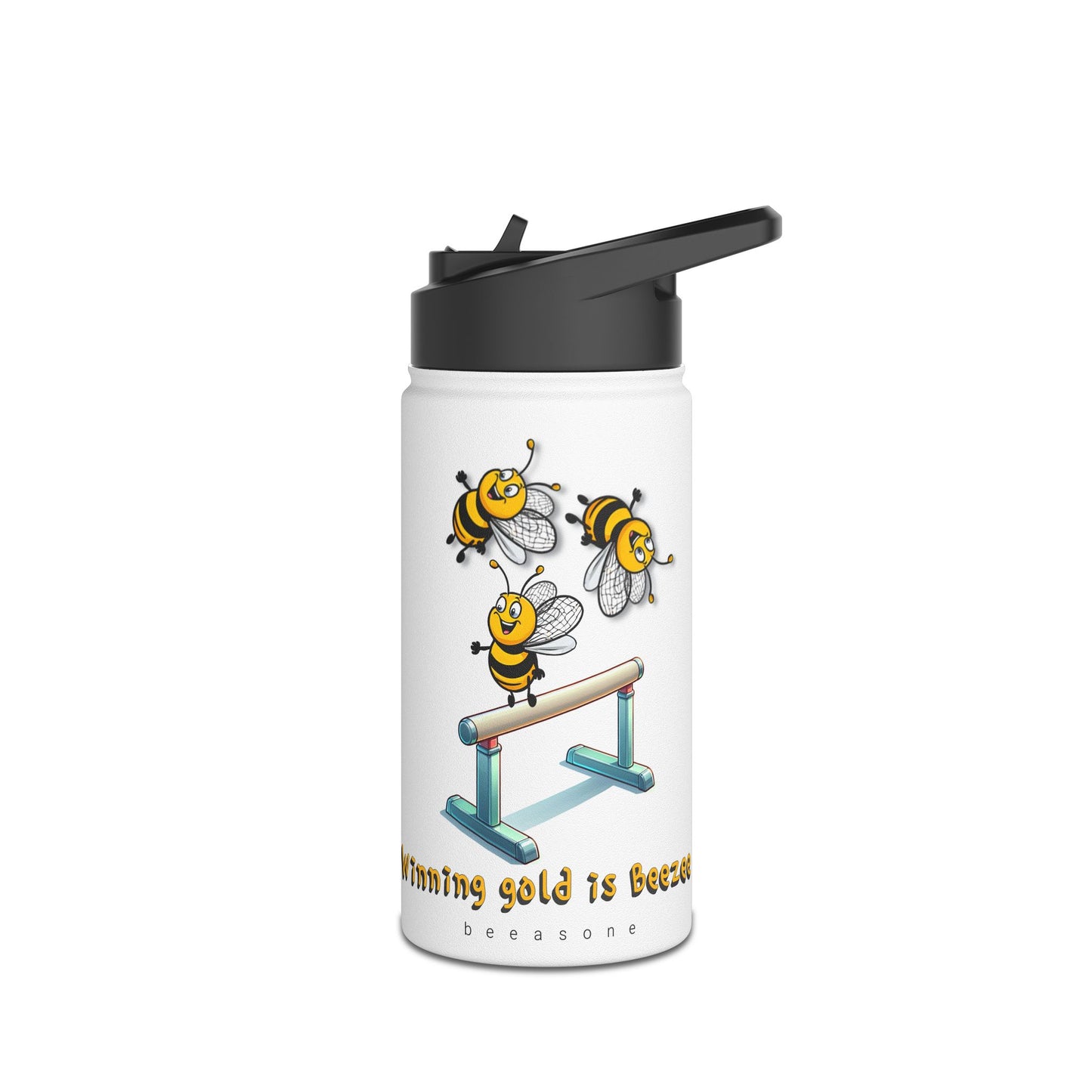Winning gold is beezee beeasone gymnastics stainless steel body Water Bottle with polypropylene lid BPA free tumbler