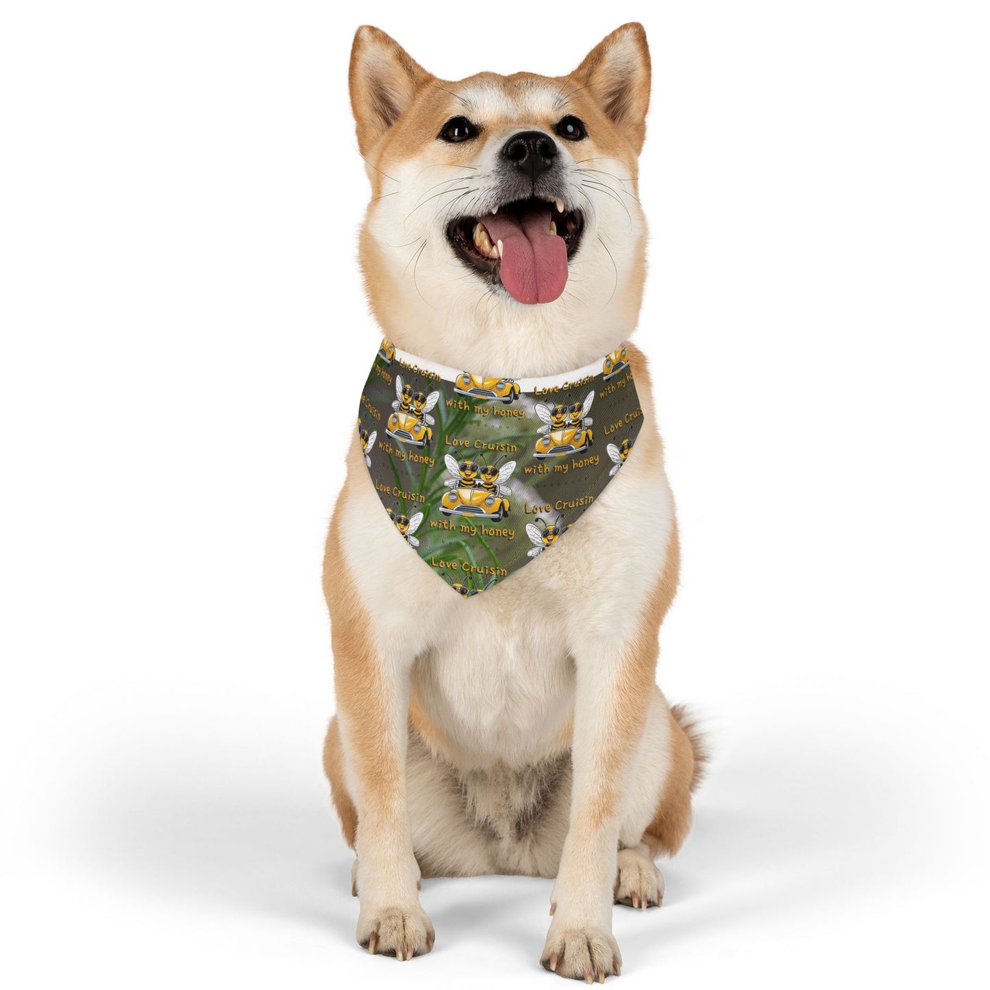 Special couple's super cool furry friend pet bandana collar - includes adjustable buckle up black collar