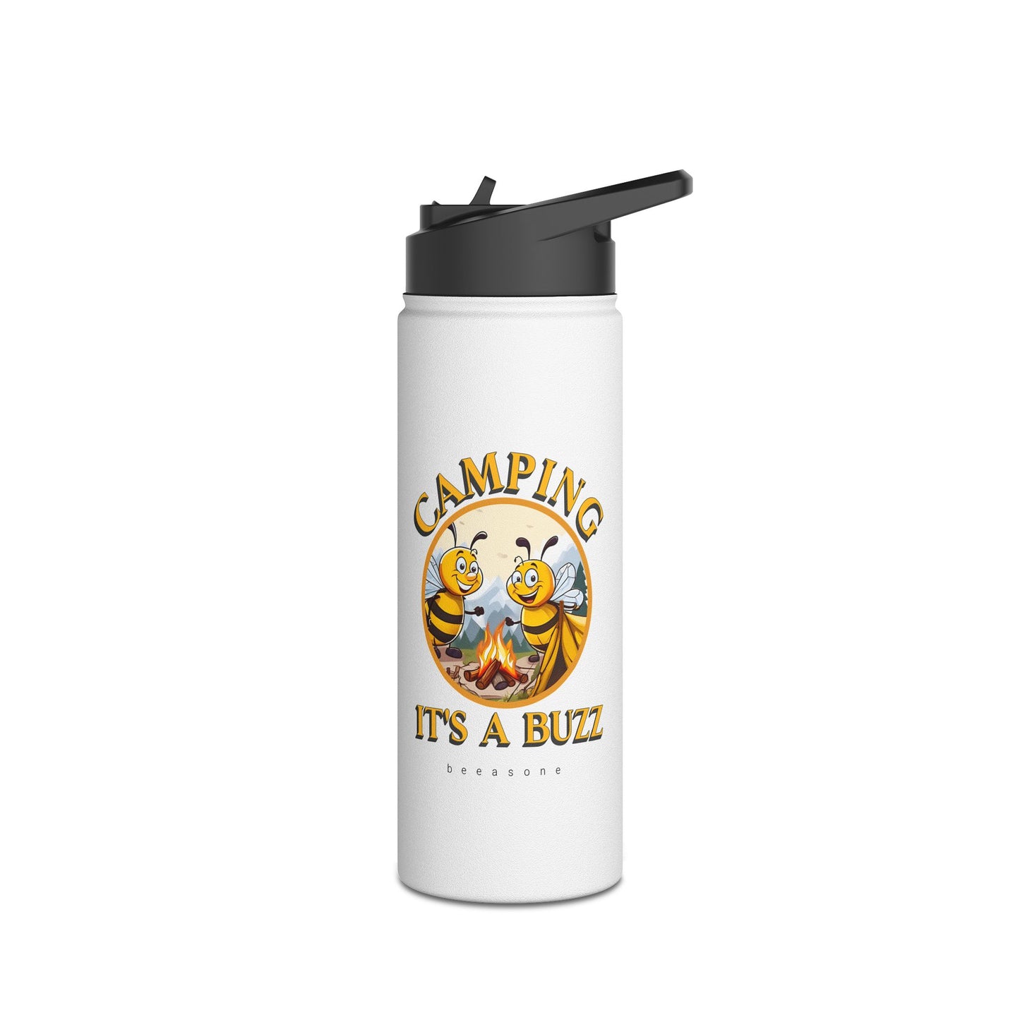 Camping it's a buzz beeasone stainless steel body Water Bottle with polypropylene lid BPA free tumbler