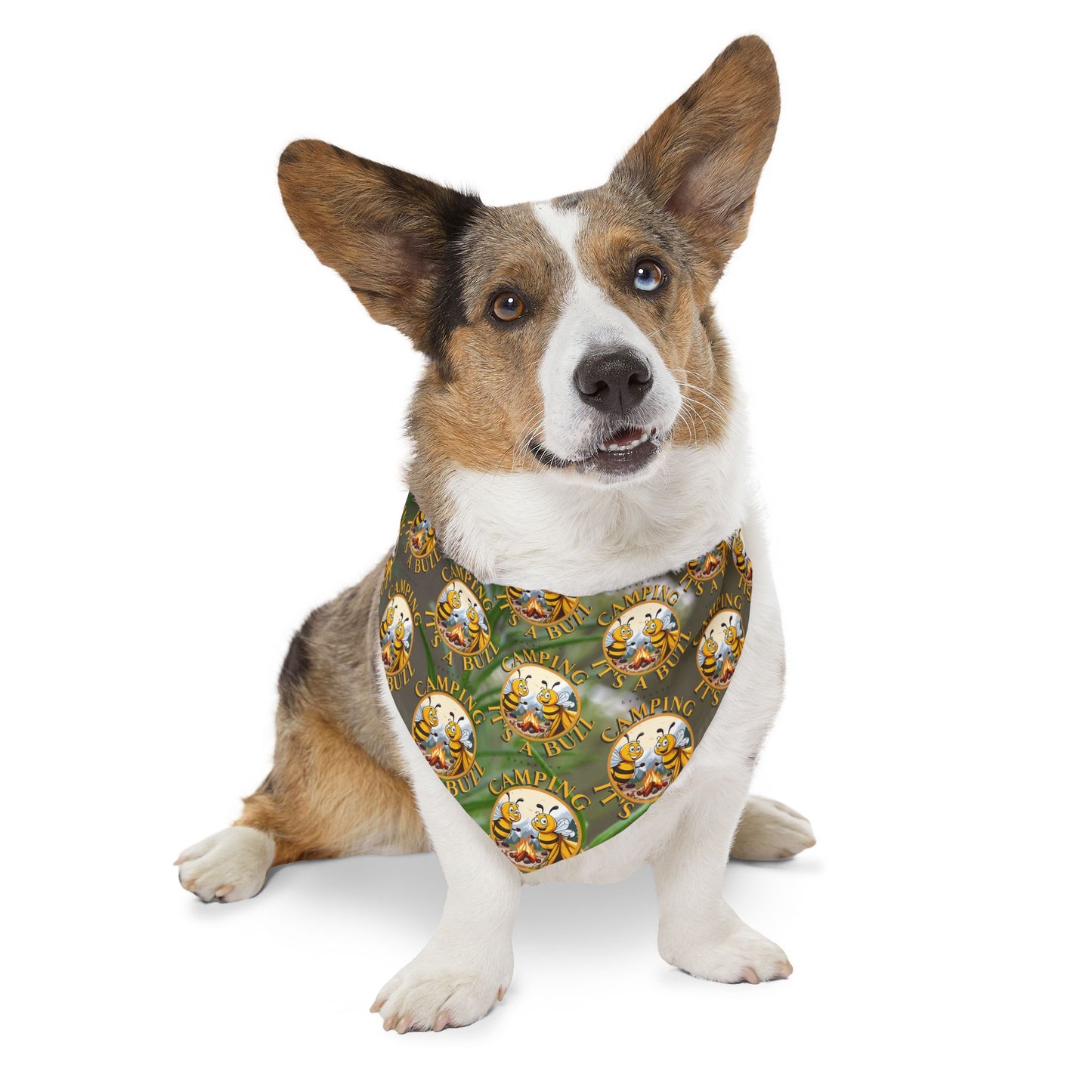 Camping Pet Bandana collar- includes adjustable buckle up black collar