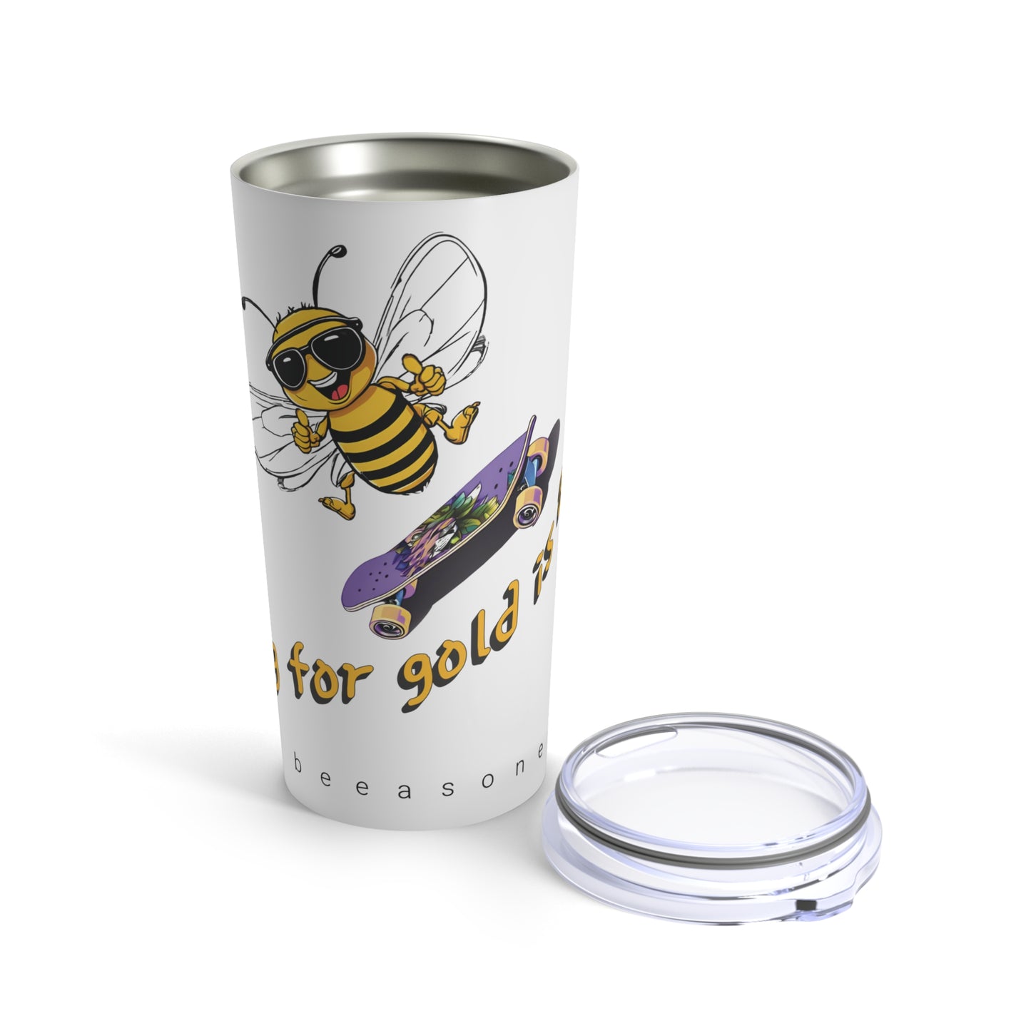 Going for gold is a buzz beeasone Tumbler 20oz - Purple skateboard