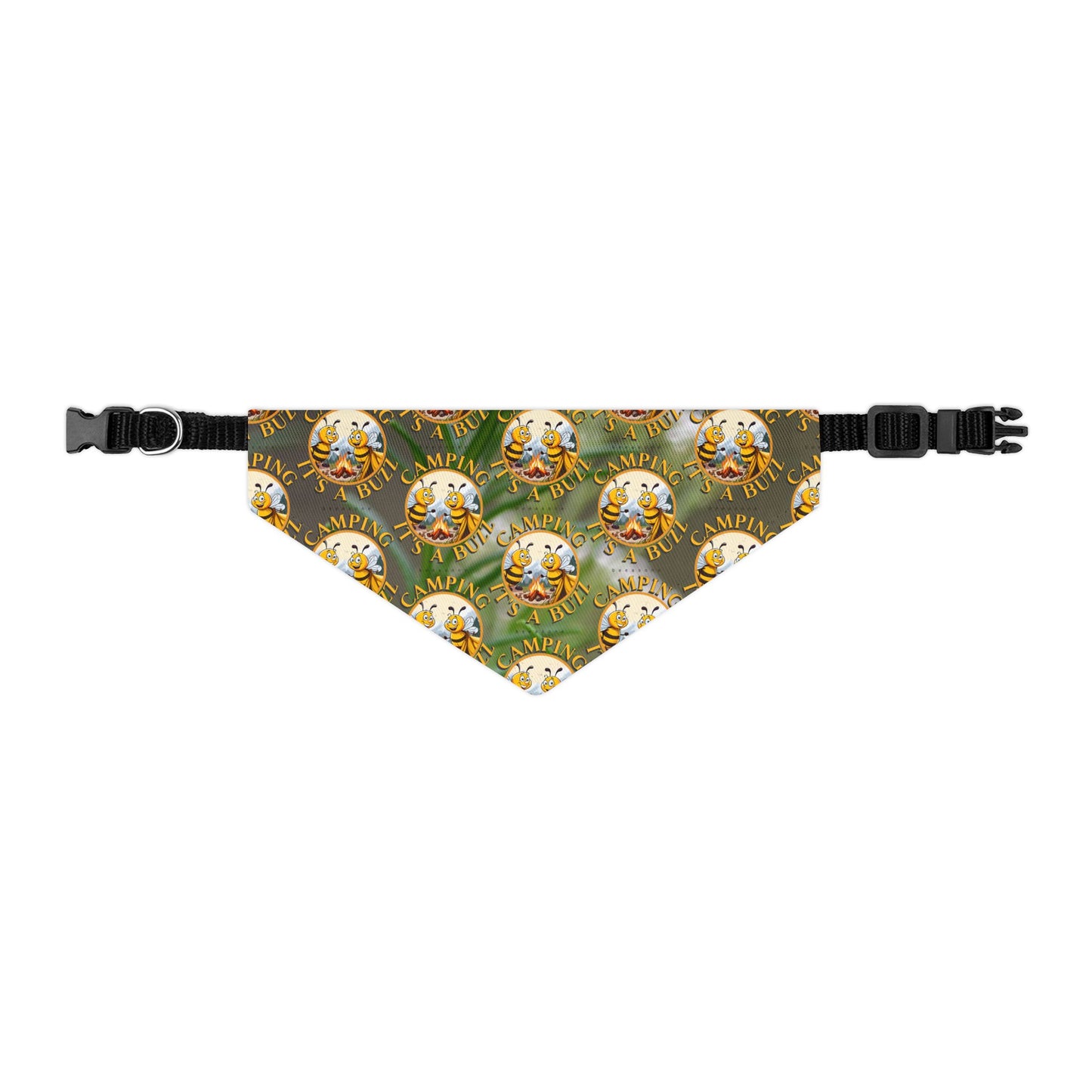 Camping Pet Bandana collar- includes adjustable buckle up black collar