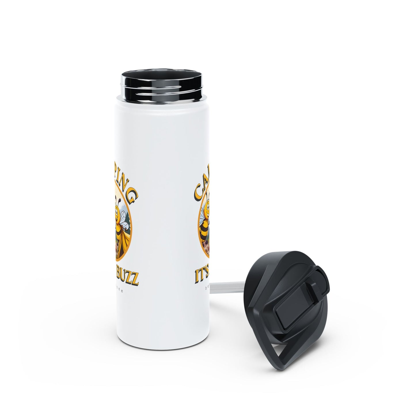 Camping it's a buzz beeasone stainless steel body Water Bottle with polypropylene lid BPA free tumbler