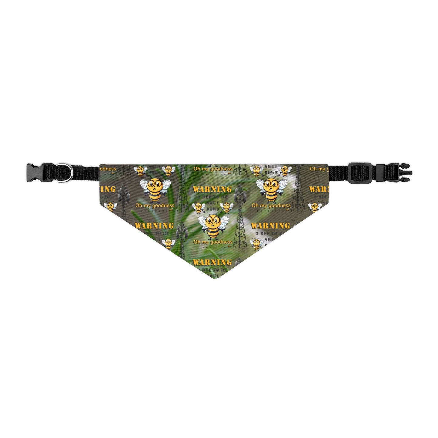 WARNING - 3 Bee to be shut down beeasone bandana collar- includes adjustable buckle up black collar