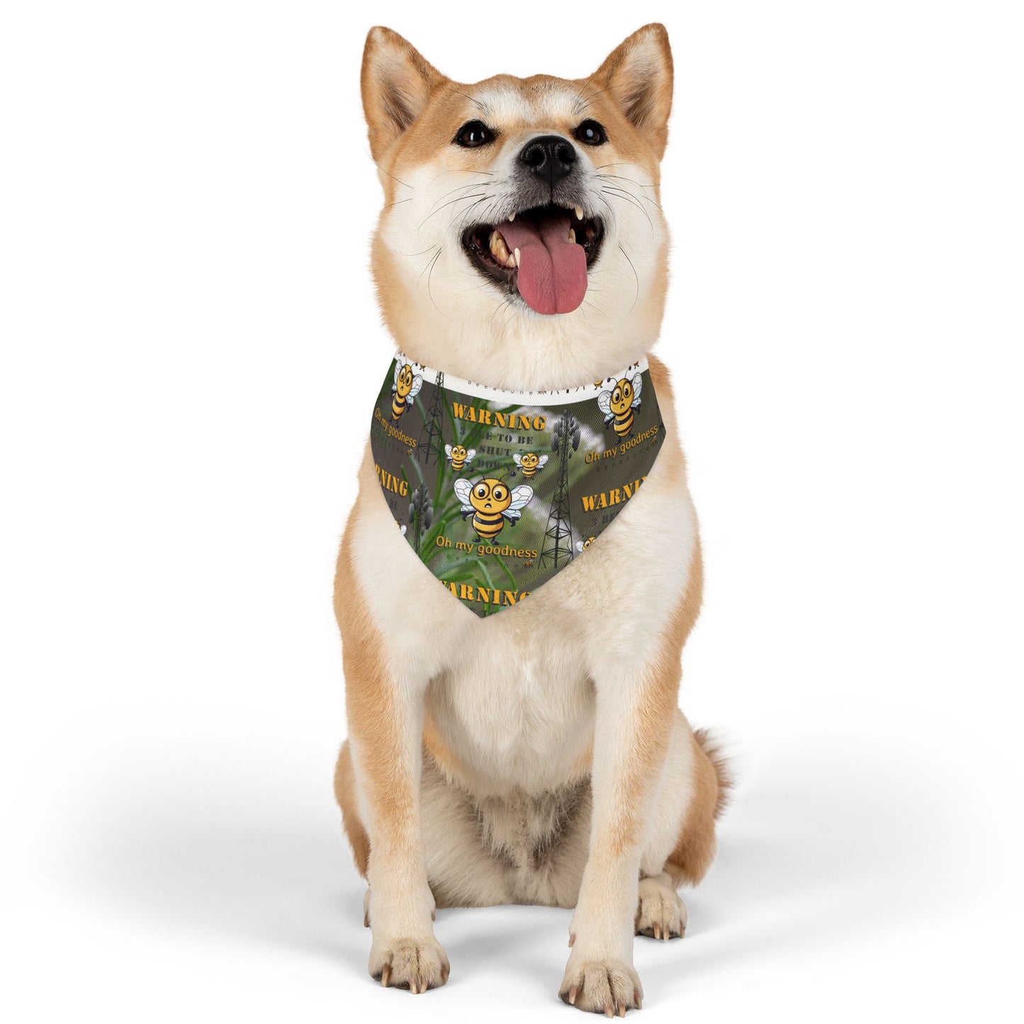WARNING - 3 Bee to be shut down beeasone bandana collar- includes adjustable buckle up black collar