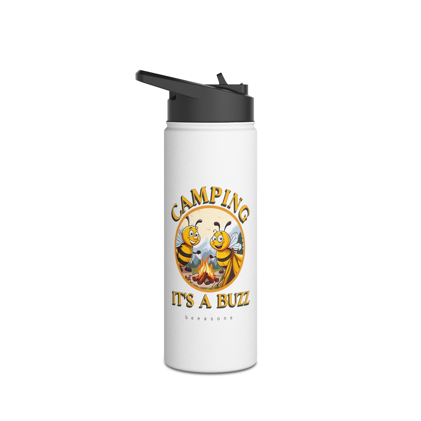 Camping it's a buzz beeasone stainless steel body Water Bottle with polypropylene lid BPA free tumbler