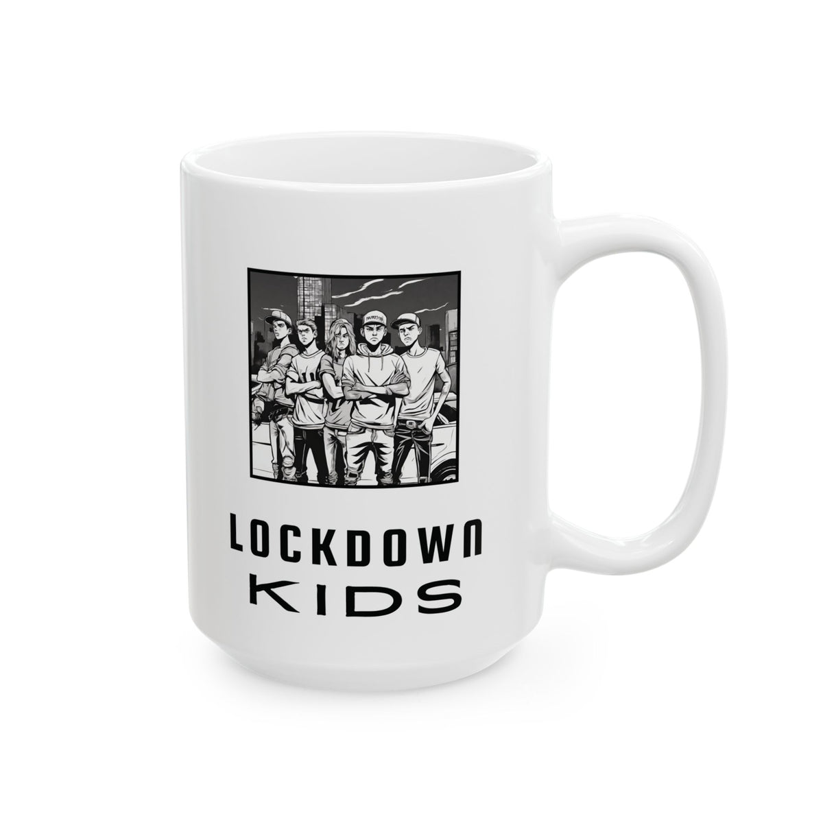 Lockdown Kids not too happy after lockdowns - double sided - Covid Lockdown Cup - mono