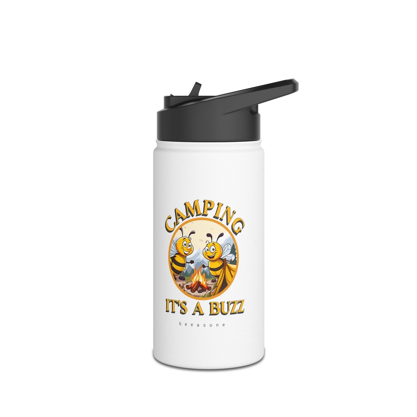 Camping it's a buzz beeasone stainless steel body Water Bottle with polypropylene lid BPA free tumbler