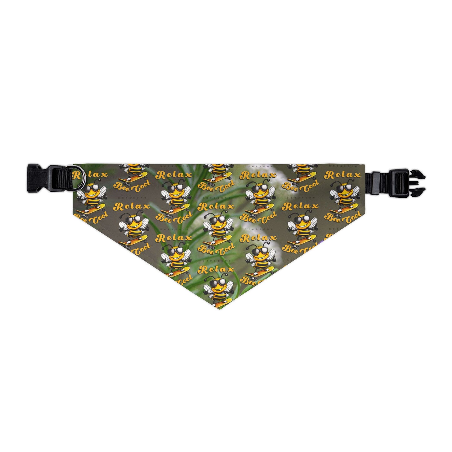 Relaxing pet bandana collar supporting their best friend, the bees - includes adjustable buckle up black collar