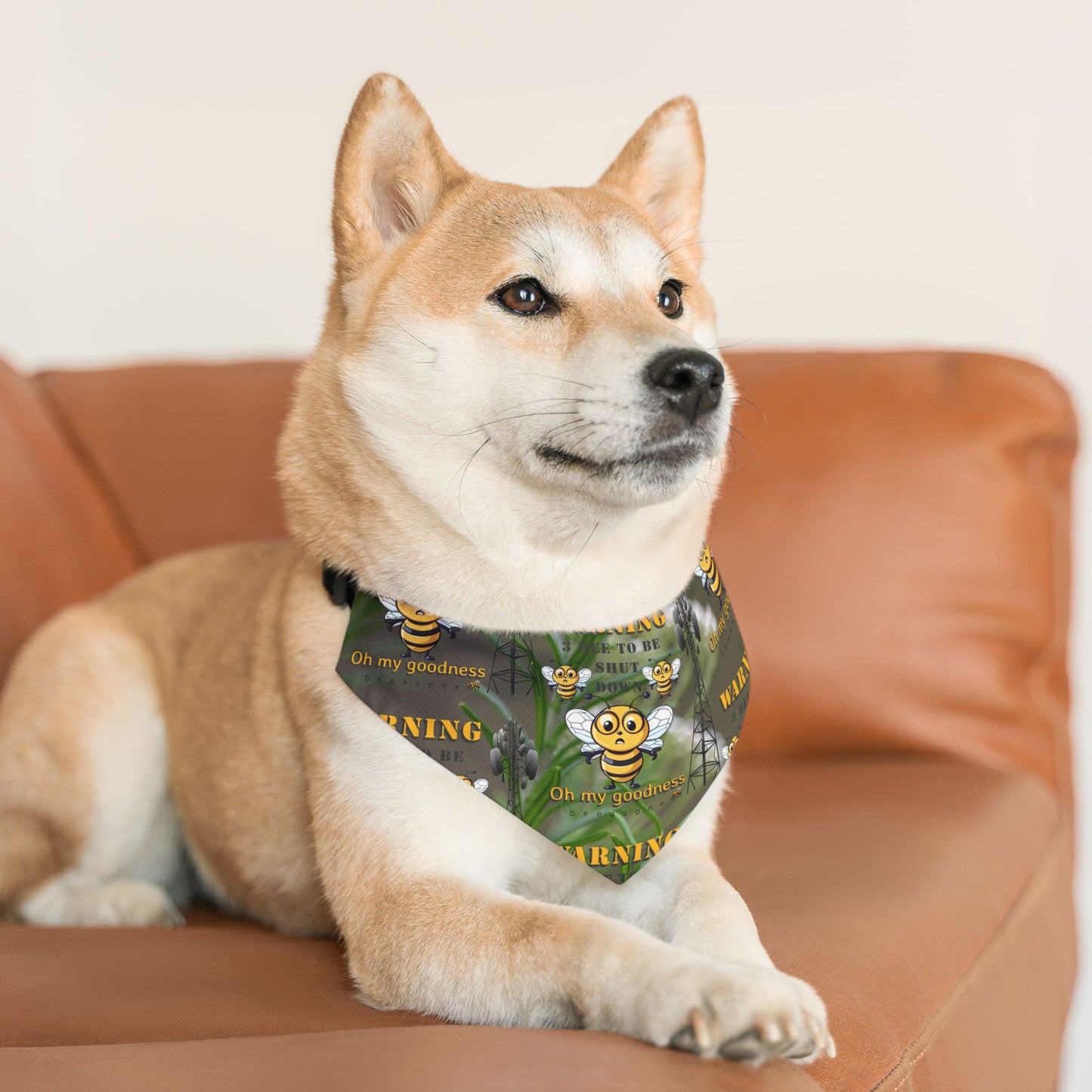 WARNING - 3 Bee to be shut down beeasone bandana collar- includes adjustable buckle up black collar