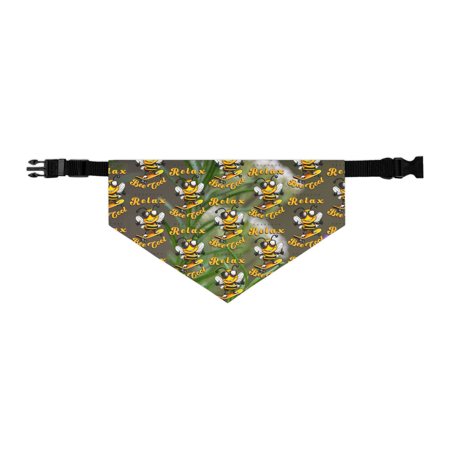 Relaxing pet bandana collar supporting their best friend, the bees - includes adjustable buckle up black collar
