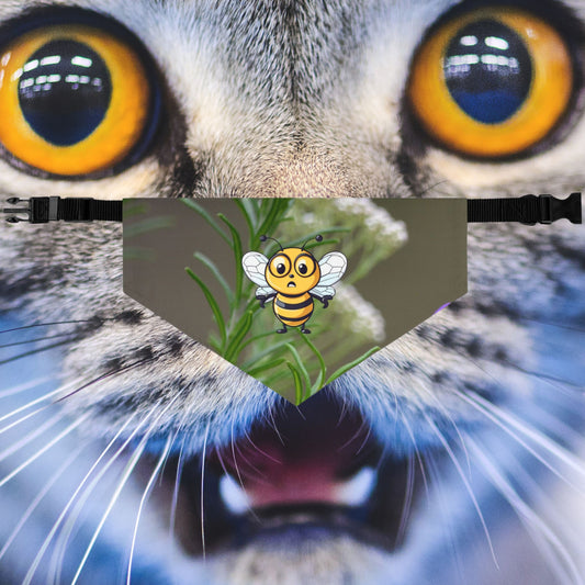 beeasone bee pet bandana collar supporting their best friend, the bees - includes adjustable buckle up black collar