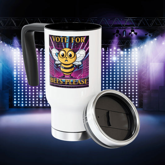 Vote for bees please beeasone Stainless Steel Travel Mug with Handle, 14oz (410mls)