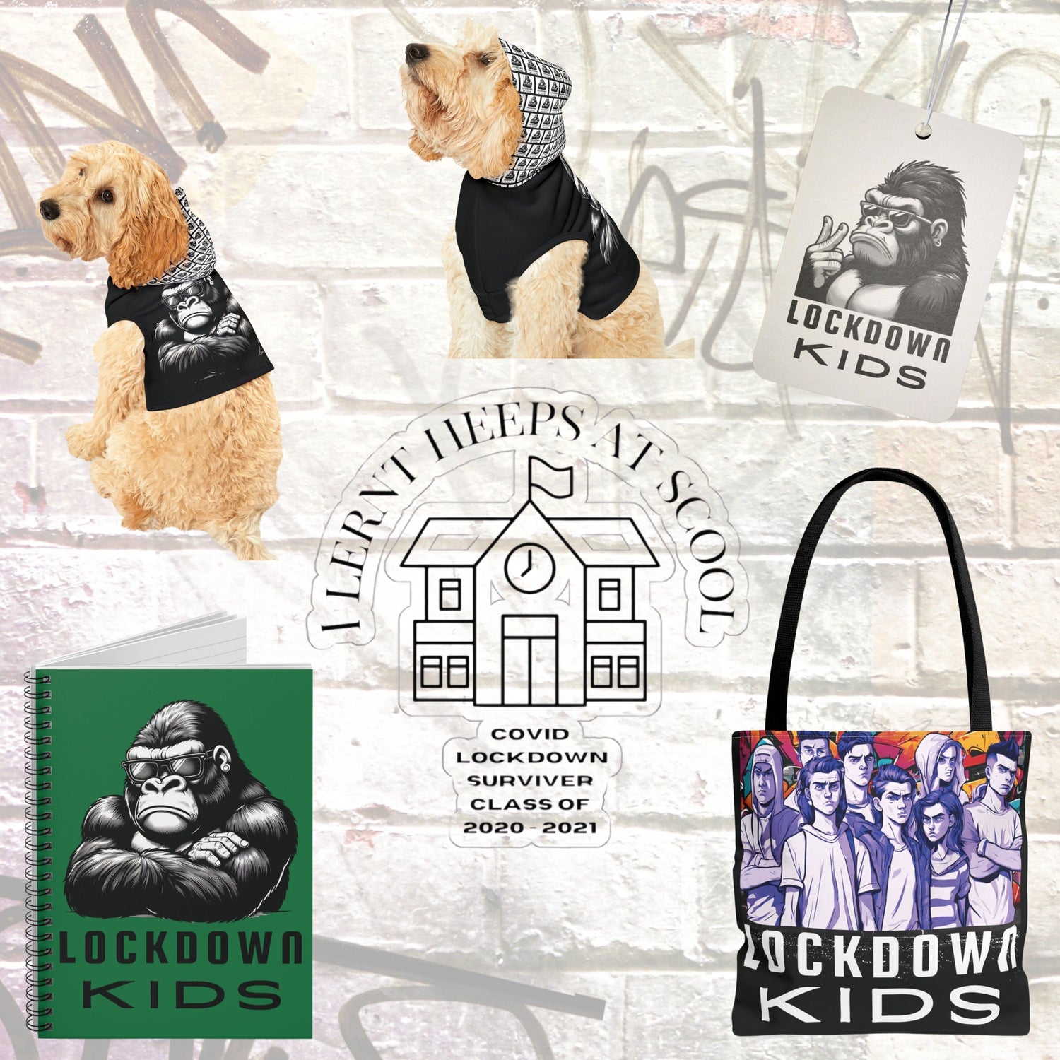Lockdown Kids - Stickers, Notebooks, Tote Bags, Pet Hoodies