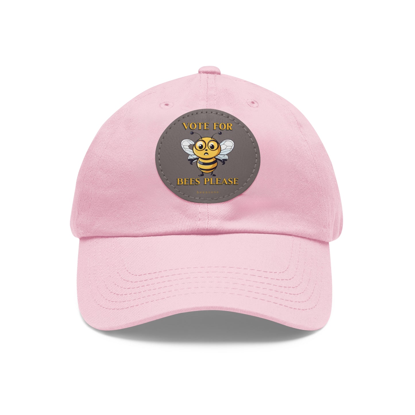 Vote for bees please beeasone Hat with round leather patch