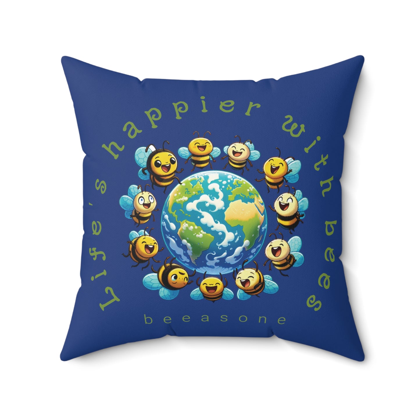 Life's happier with bees square cushion / Pillow from beeasone