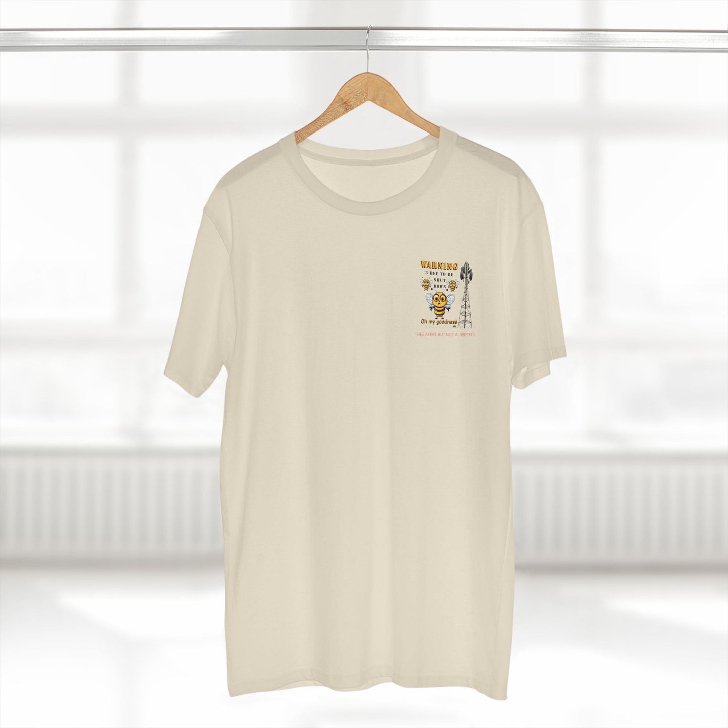 WARNING - 3 Bee to be shut down memento t-shirt with beeasone on back men's shirt