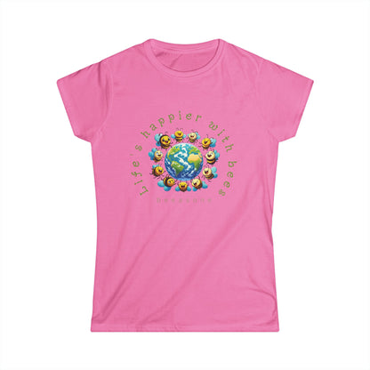 Life's Happier With Bees beeasone Women's Softstyle T-shirt available in diff colors