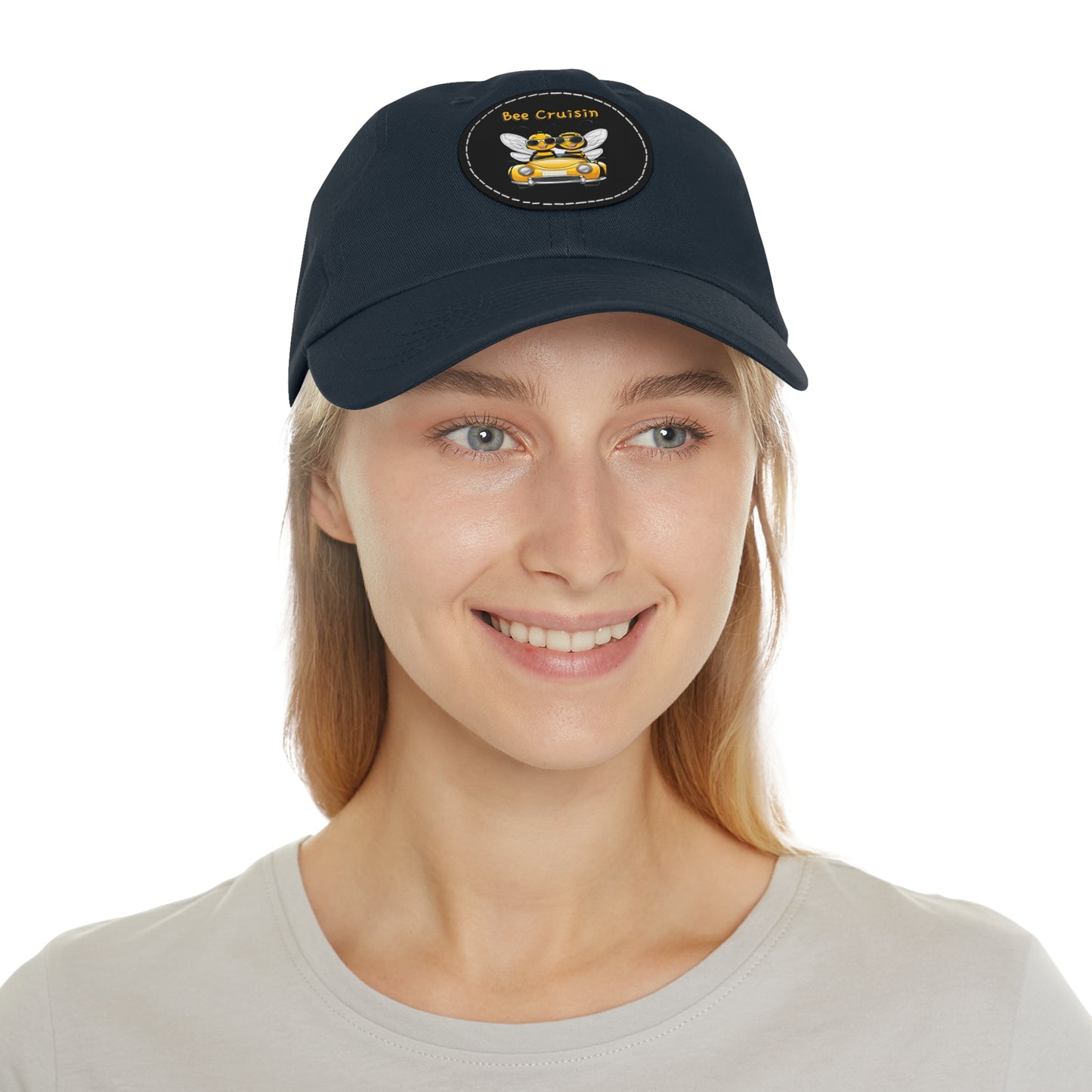 Bee cruisin beeasone Hat with round leather patch