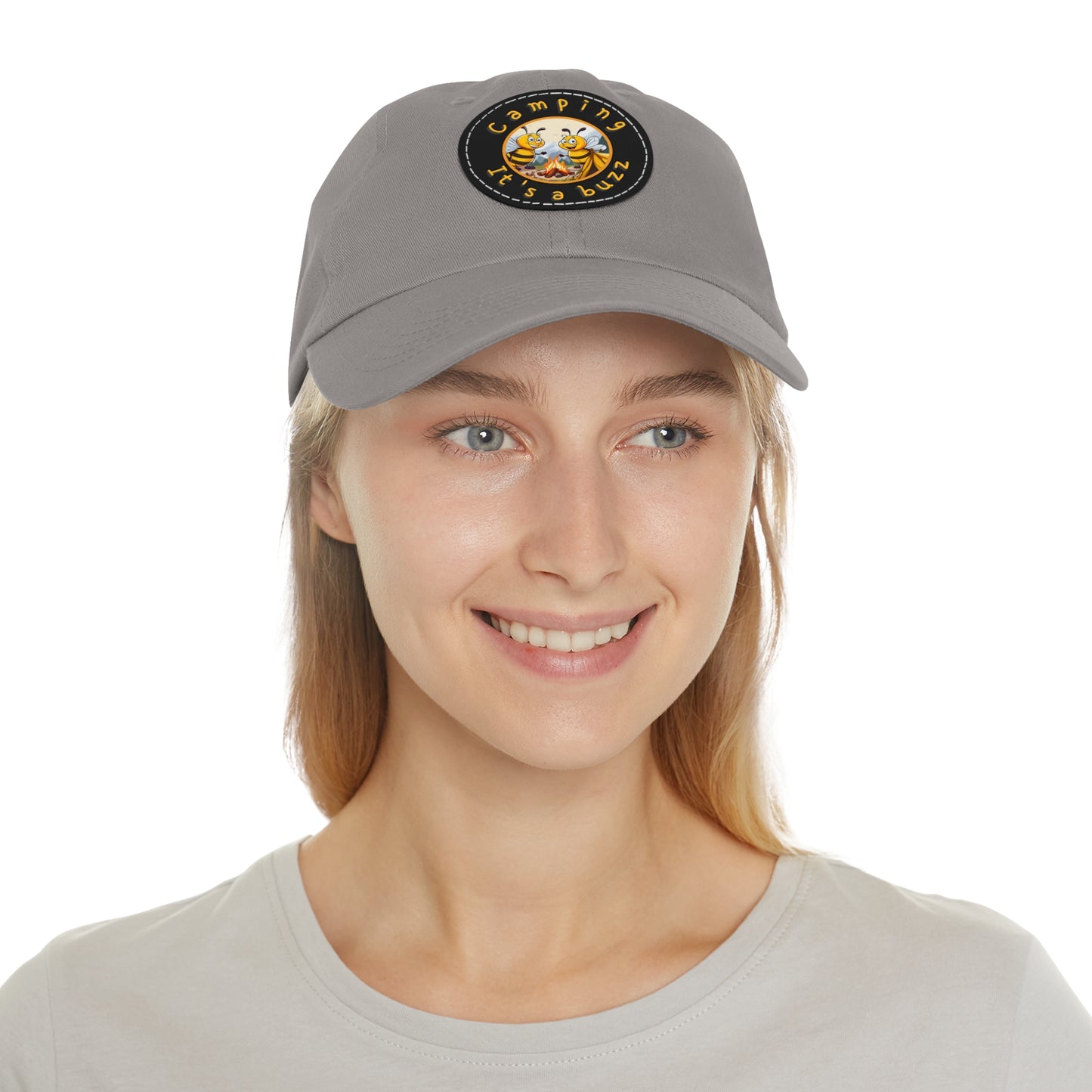 Camping it's a buzz beeasone Hat with round leather patch