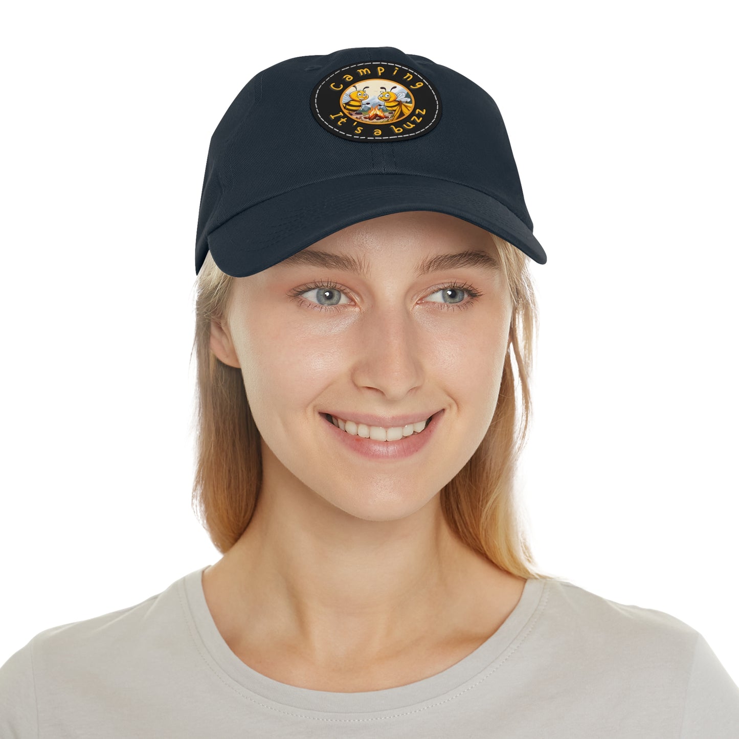 Camping it's a buzz beeasone Hat with round leather patch