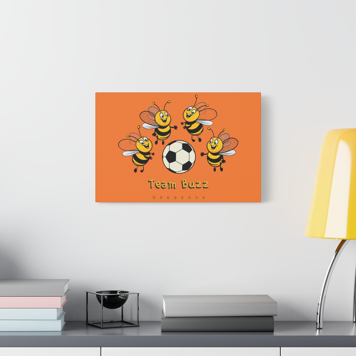 Soccer beeasone print on canvas with hanging kit