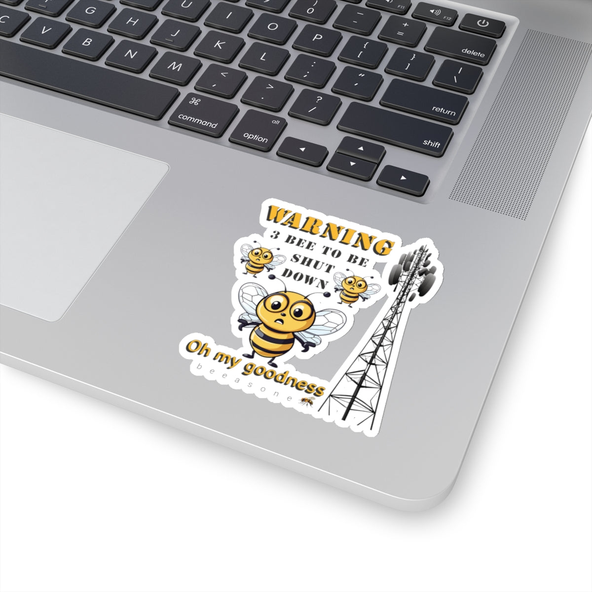 WARNING 3 Bee to be shut down. Oh my goodness bee beeasone sticker