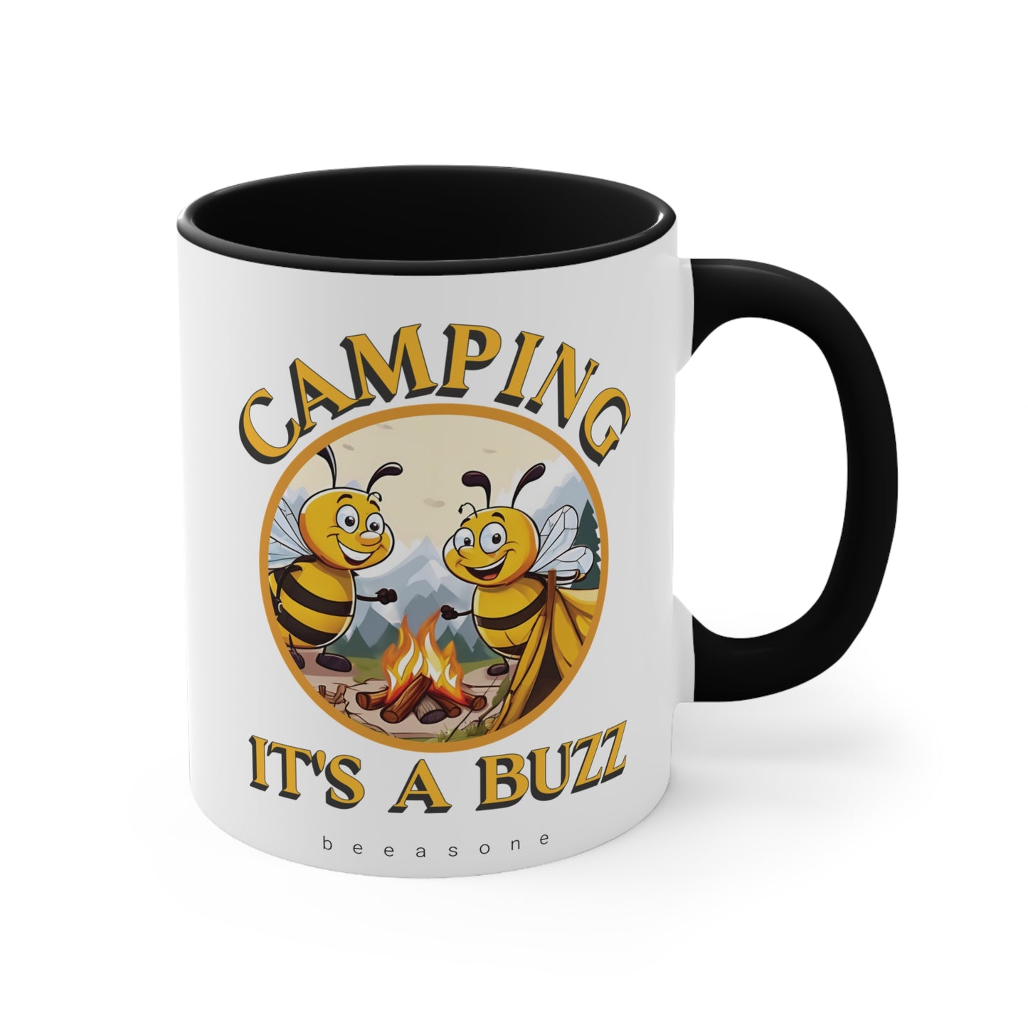 Camping beeasone coloured Coffee or hot chocolate mug 325ml (Standard 11oz)