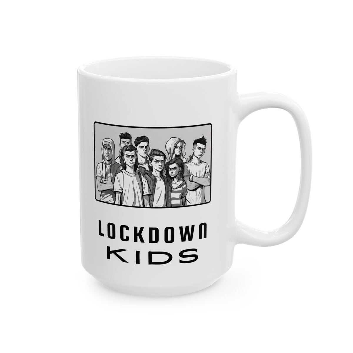 Lockdown Kids not too happy after experiencing lockdowns - double sided - Covid Lockdown Cup - mono